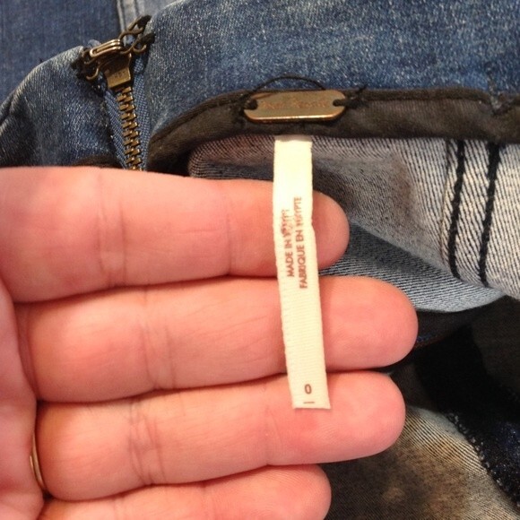 FREE PEOPLE Size 0 Two Toned Modern Femme Stretch Denim Jean Mini Skirt Bohemian - Picture 10 of 12